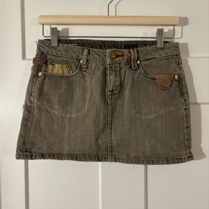Y2K Taupe Denim Mini Skirt
